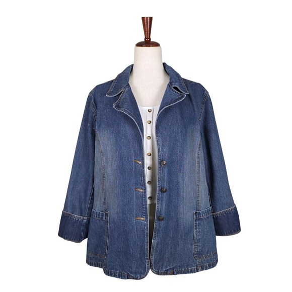 Faded Glory Jackets & Blazers - Vintage Faded Glory Denim Chore Coat Size XL Collared Pockets Retro 90s Y2K